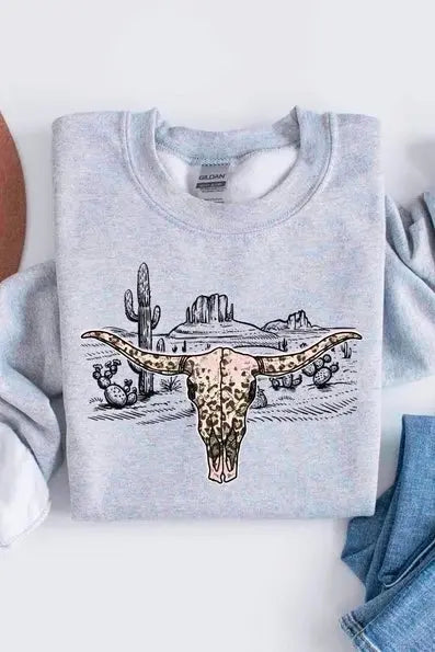 Desert BullSkull Sweatshirt (Multiple Colors) Classy Southern Bling