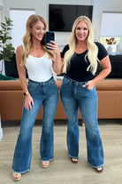 Miley High Waist Control Top Frayed Hem Flare Jeans Ave Shops