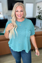 Close to Myself Patch Pocket Tee in Dusty Teal Ave Shops