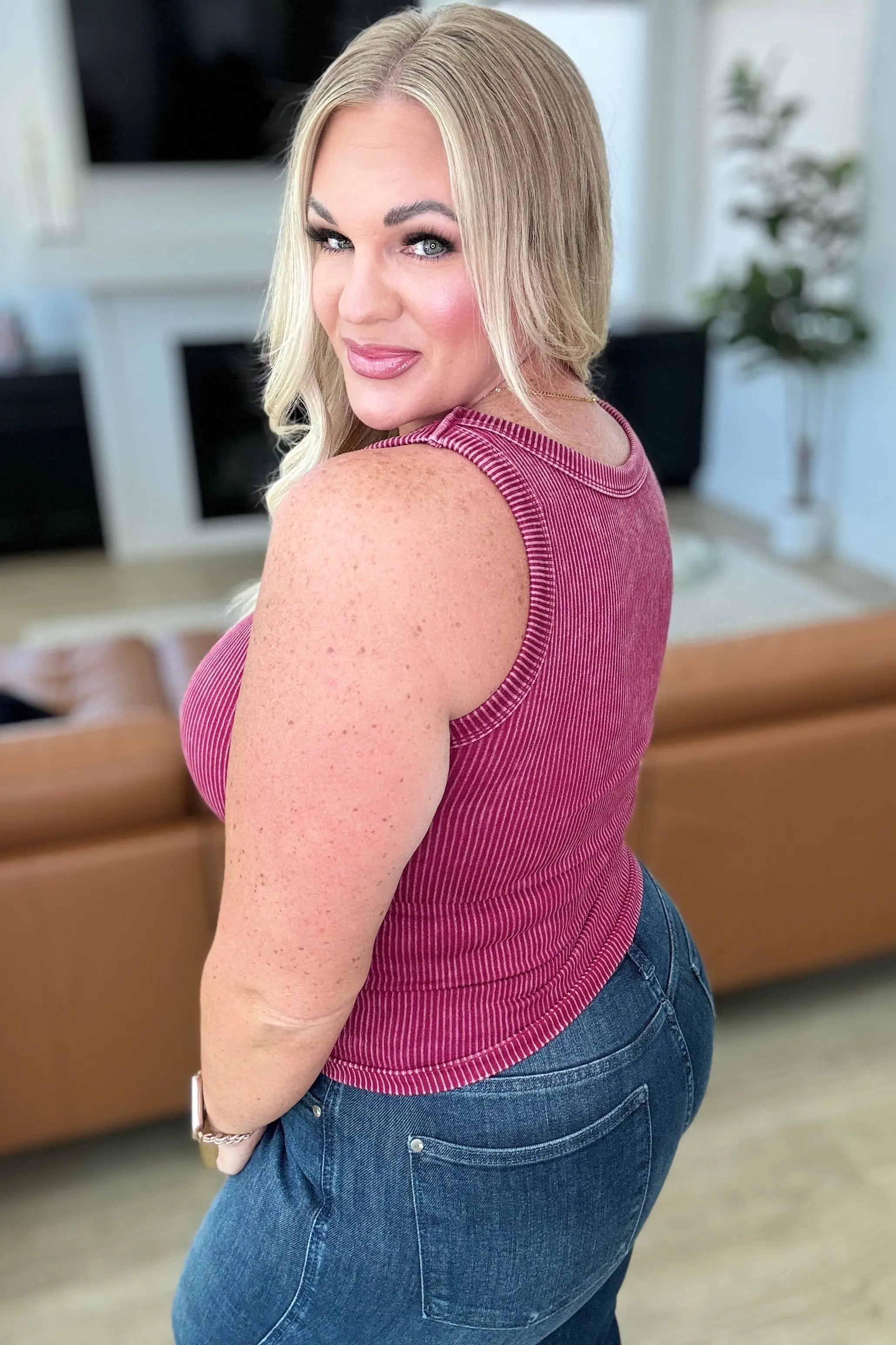 Go the Distance Ribbed Tank in Cabernet Ave Shops