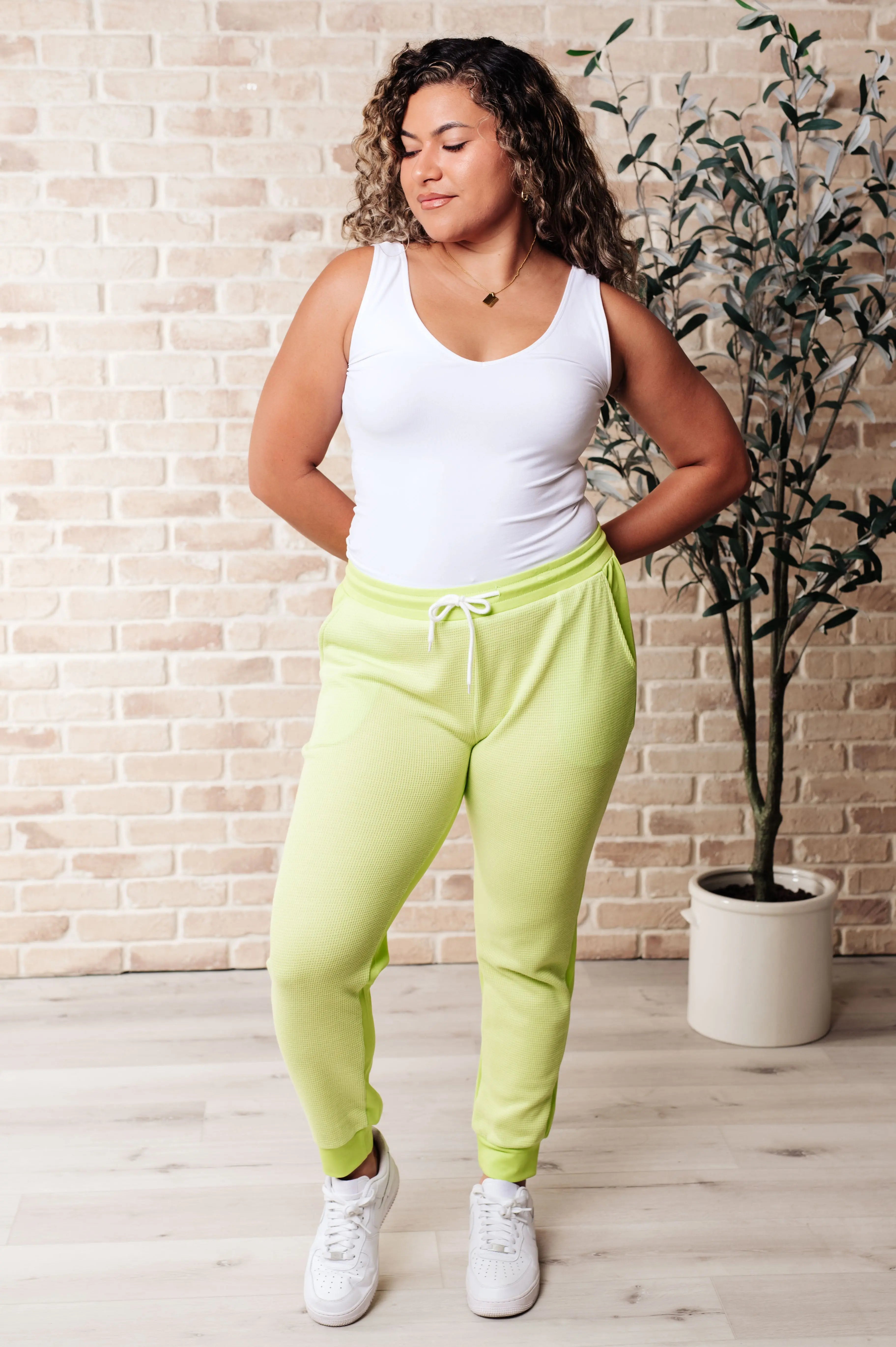Tommy Two Tone Waffle Joggers Lime Ave Shops