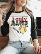 I only raise ballers softball Raglan Classy Southern Bling
