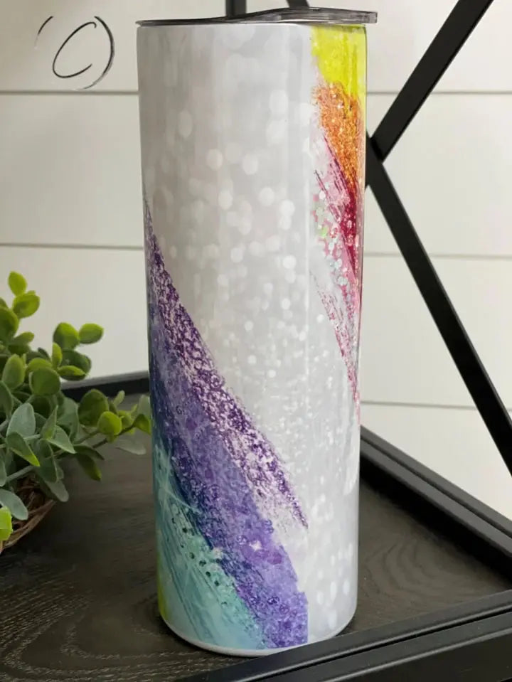 PREORDER: Glitter Rainbow Skinny Tumbler Ave Shops