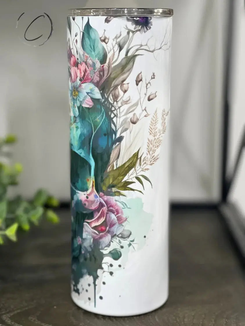 PREORDER: Boho Floral Skull Skinny Tumbler Ave Shops