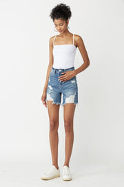 RISEN High Waisted Distressed Denim Shorts