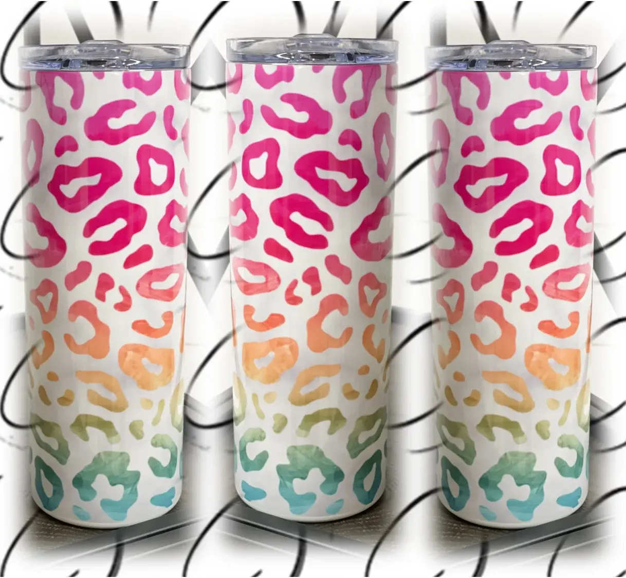 PREORDER: Marbled Ombre Leopard UV Color Changing Skinny Tumbler Ave Shops