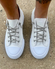 Aman Lace Up Sneakers- WHITE