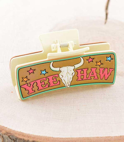 Western Yeehaw Leather Hair Clip