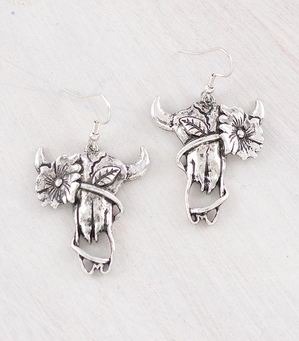 Steer Skull Dangle Earrings