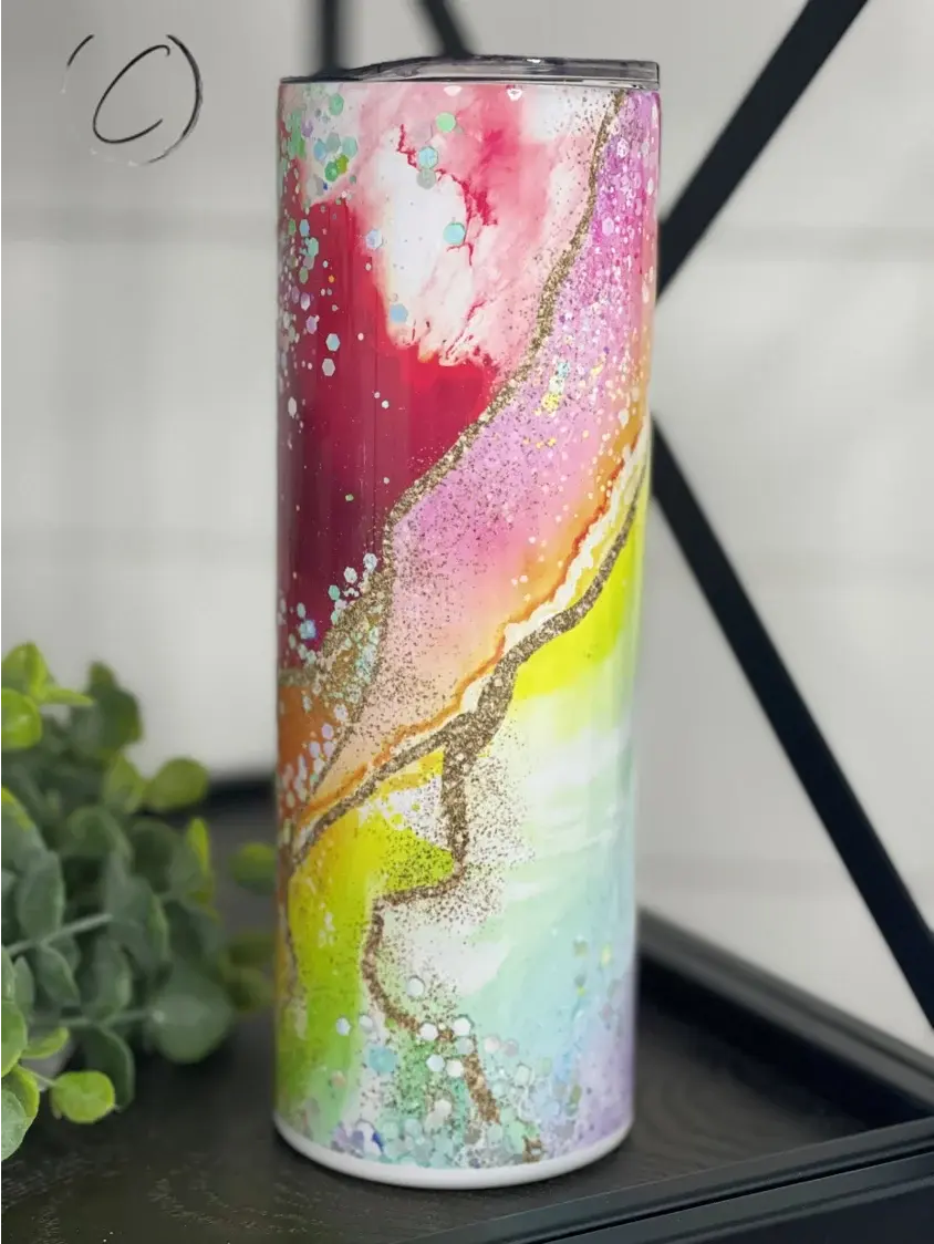PREORDER: Red Rainbow Geode Skinny Tumbler Ave Shops