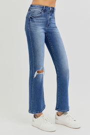 RISEN Full Size Distressed High Rise Crop Flare Jeans