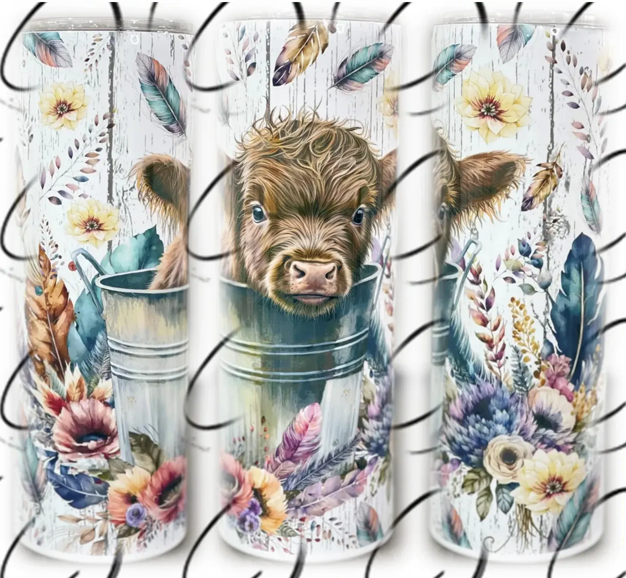 PREORDER: Boho Bucket Highland Cow Skinny Tumbler Ave Shops
