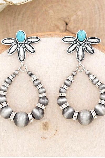 Turquoise Concho Post Navajo Pearl Earrings
