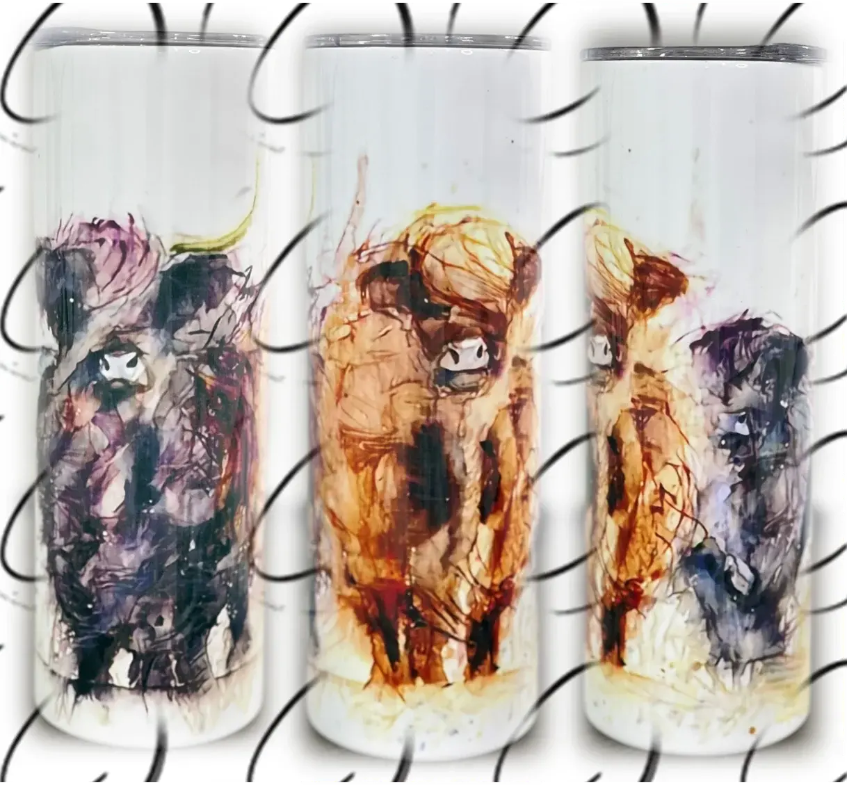 PREORDER: Watercolor Highland Cow Skinny Tumbler Ave Shops
