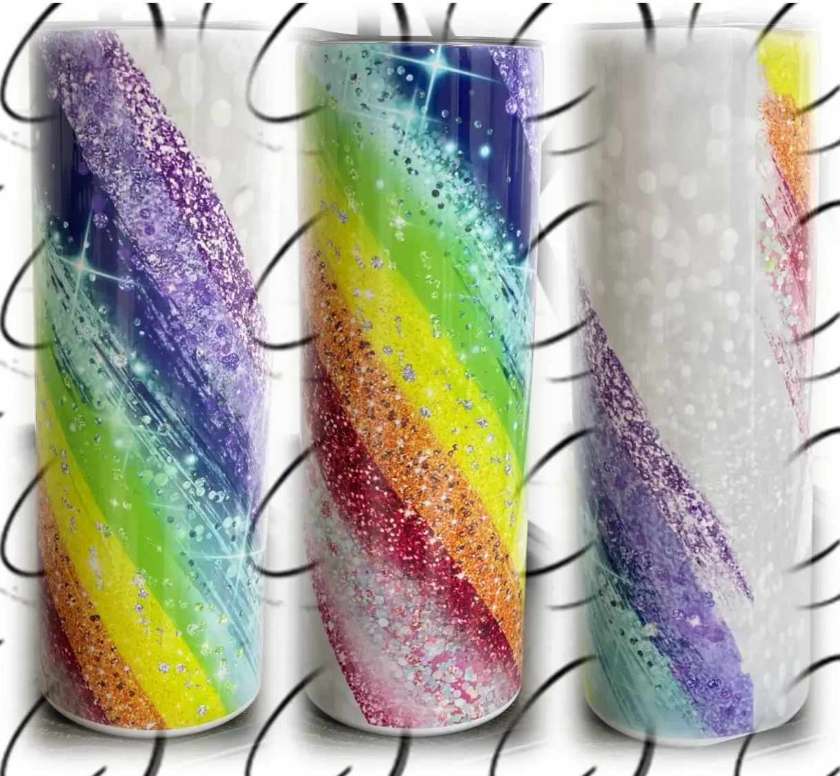 PREORDER: Glitter Rainbow Skinny Tumbler Ave Shops