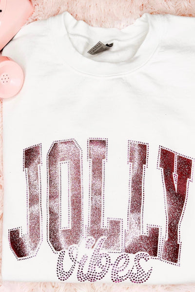 Glitter Rhinestones Jolly Vibes Sweatshirt (Options)