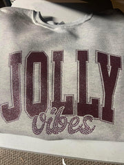 Glitter Rhinestones Jolly Vibes Sweatshirt (Options)