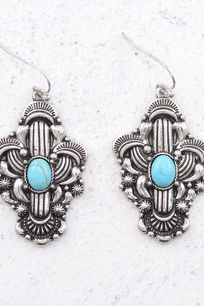 Turquoise Semi Stone Concho Earrings