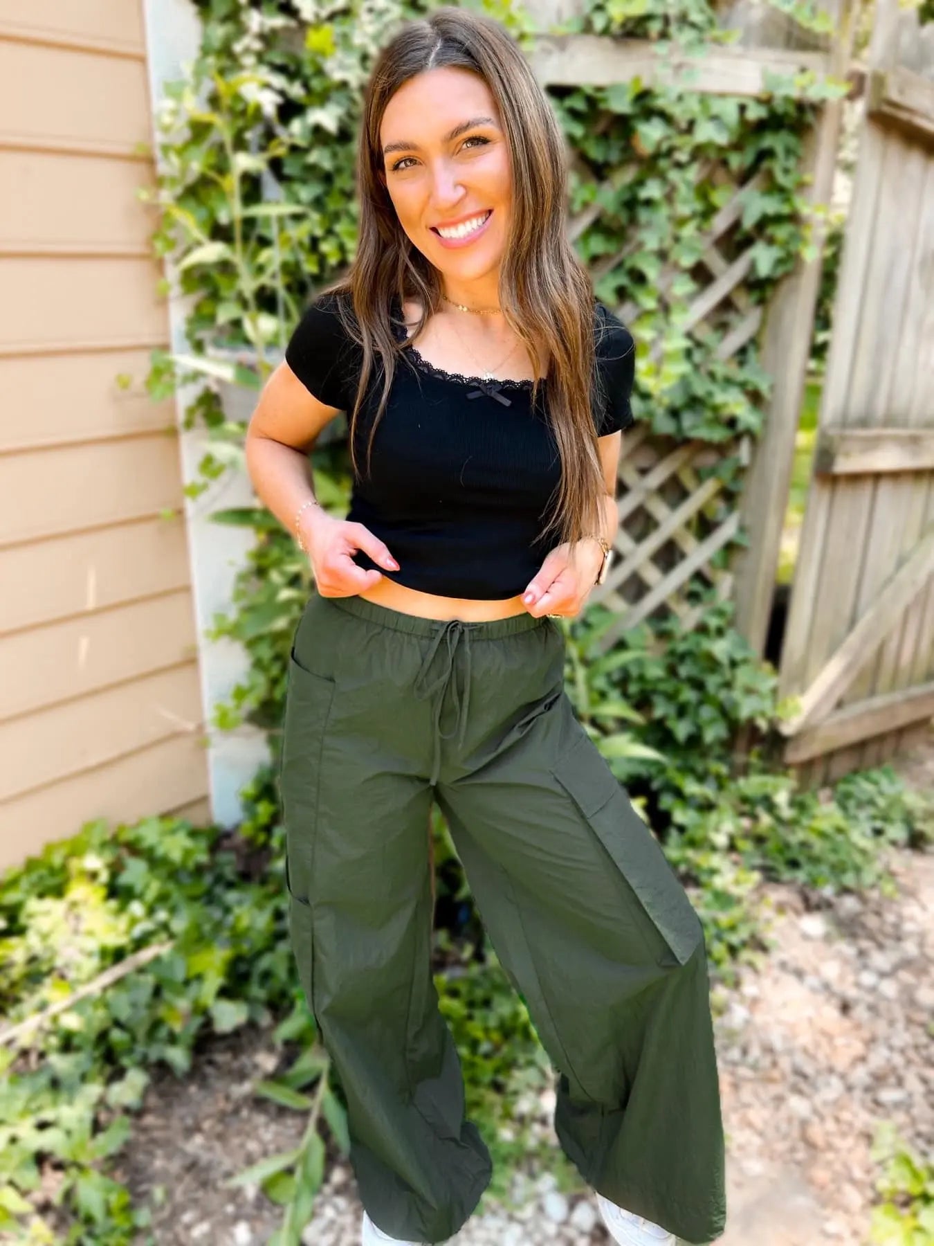 PREORDER: Archer Asymmetrical Pocket Wide Leg Cargo Pants in Two Colors Ave Shops