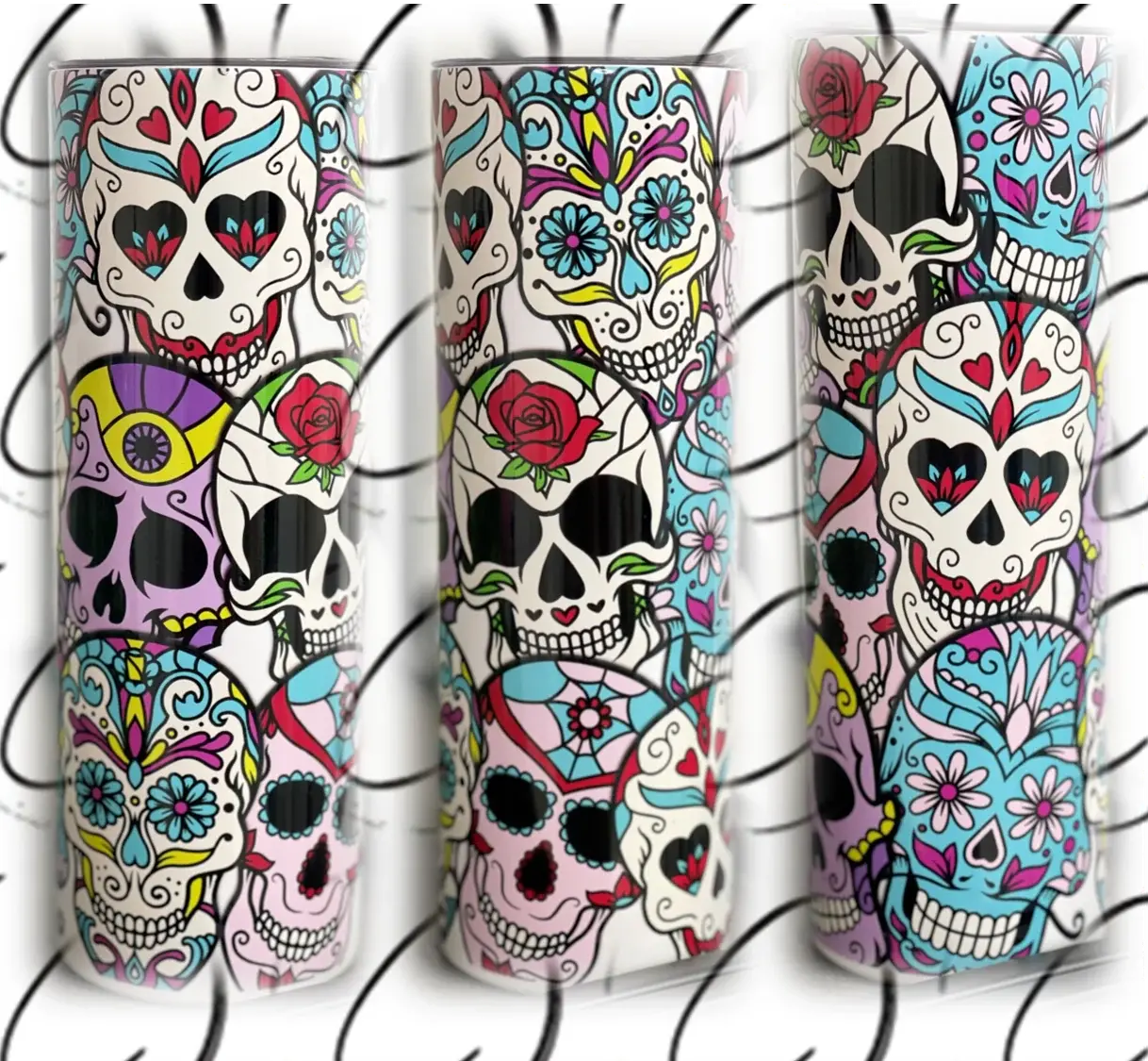 PREORDER: Sugar Skulls UV Color Changing Skinny Tumbler Ave Shops