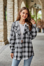 Mandy Plaid Long Sleeve Hooded Jacket