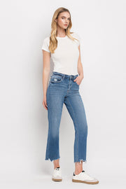 Vervet by Flying Monkey High Rise Frayed Hem Straight Jeans