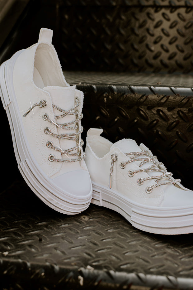 Aman Lace Up Sneakers- WHITE