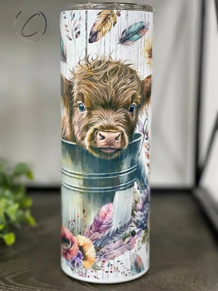 PREORDER: Boho Bucket Highland Cow Skinny Tumbler Ave Shops