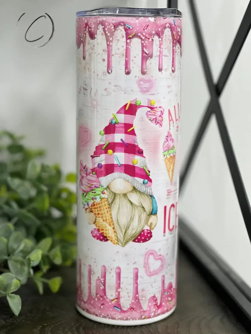 PREORDER: Love & Ice Cream Gnome Skinny Tumbler Ave Shops