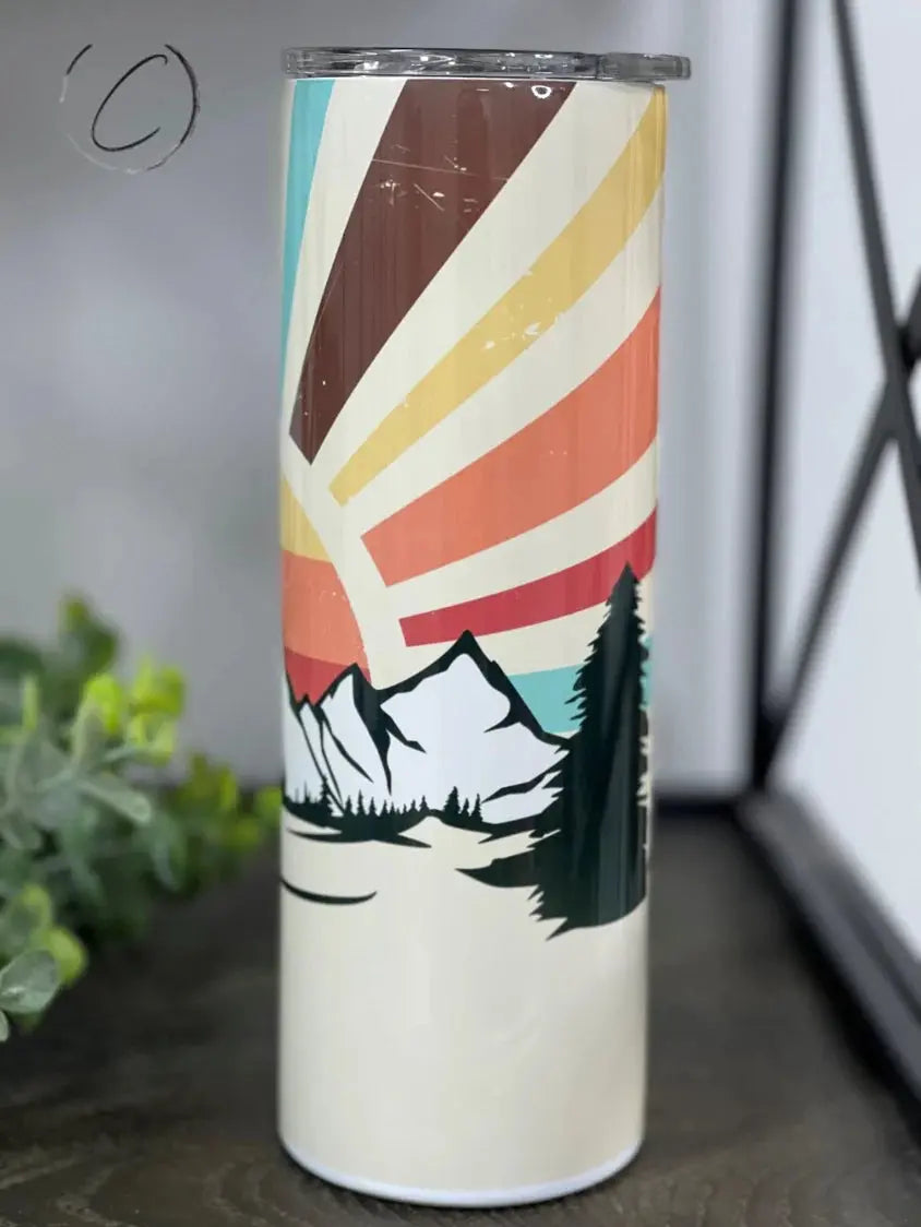 PREORDER: Retro Mountain Sunset Skinny Tumbler Ave Shops
