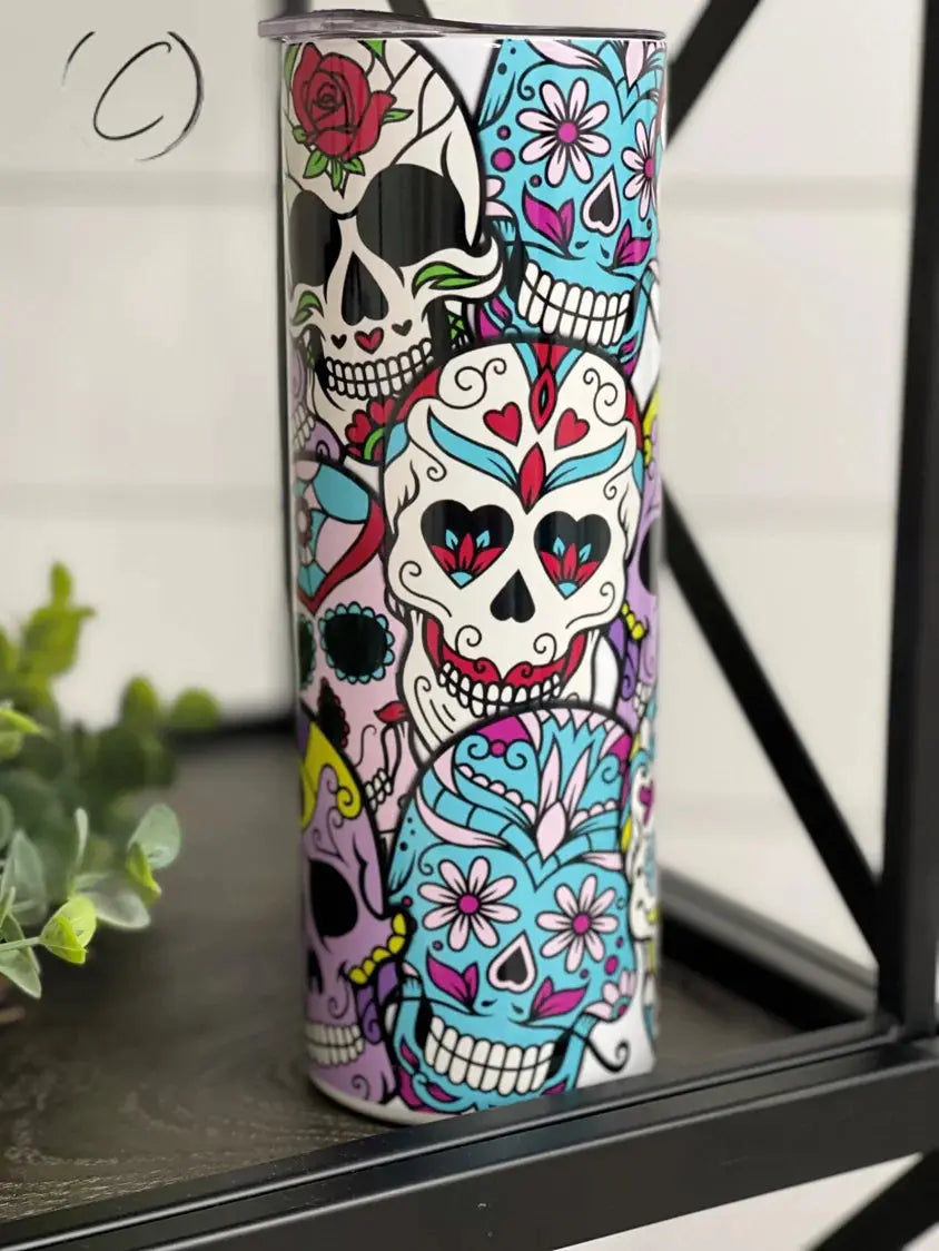PREORDER: Sugar Skulls UV Color Changing Skinny Tumbler Ave Shops