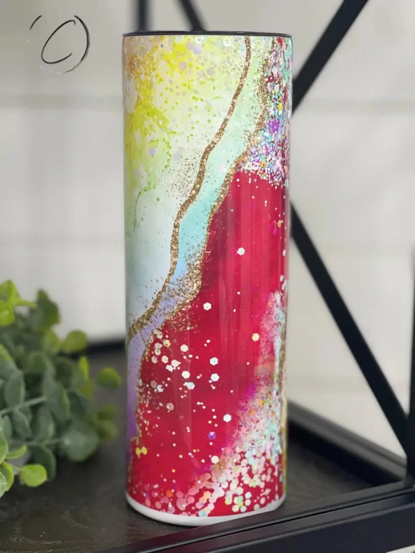 PREORDER: Red Rainbow Geode Skinny Tumbler Ave Shops