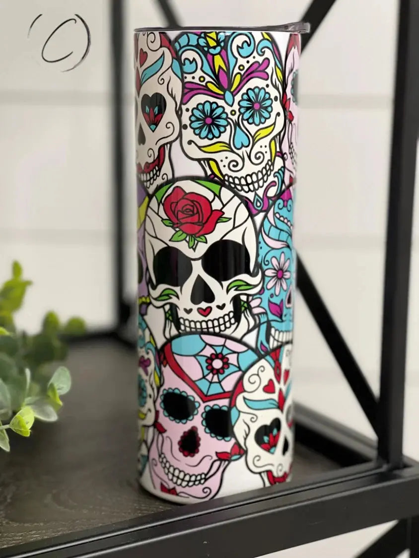 PREORDER: Sugar Skulls UV Color Changing Skinny Tumbler Ave Shops