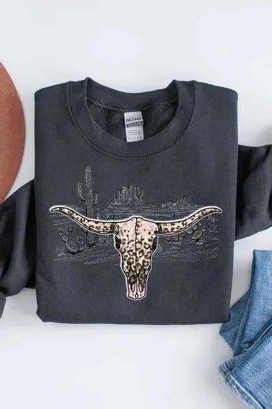 Desert BullSkull Sweatshirt (Multiple Colors) Classy Southern Bling