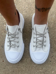 Aman Lace Up Sneakers- WHITE