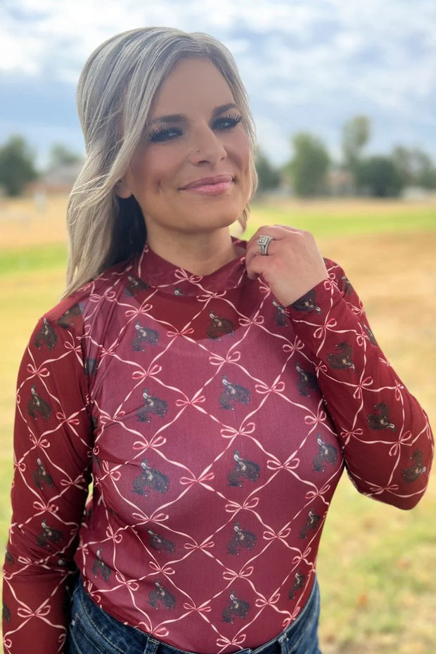 Bronc & Bows Mesh Top