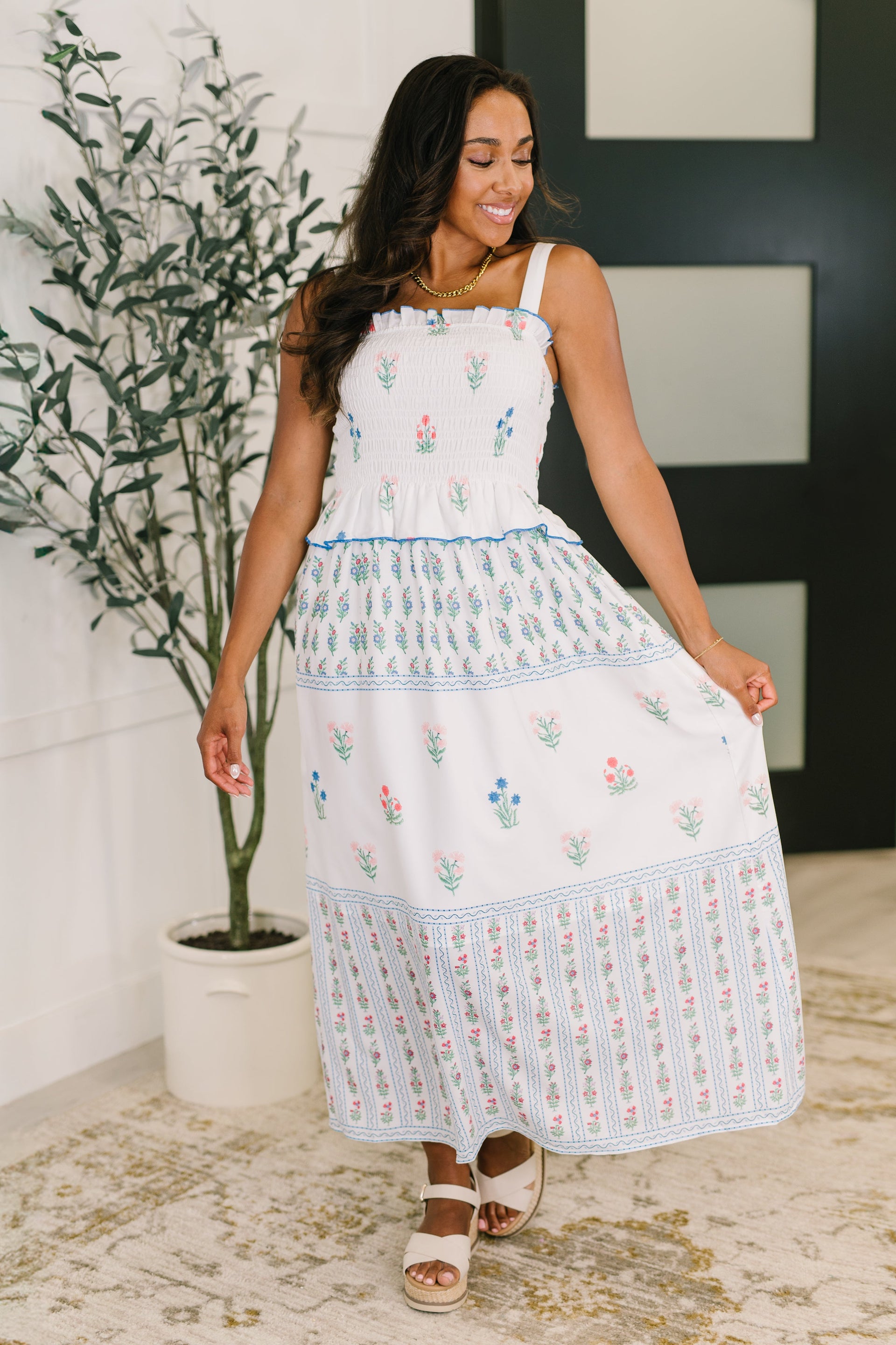Eager Anticipation Mixed Print Midi Dress Classy Southern Bling Eager Anticipation Mixed Print Midi Dress Classy Southern Bling