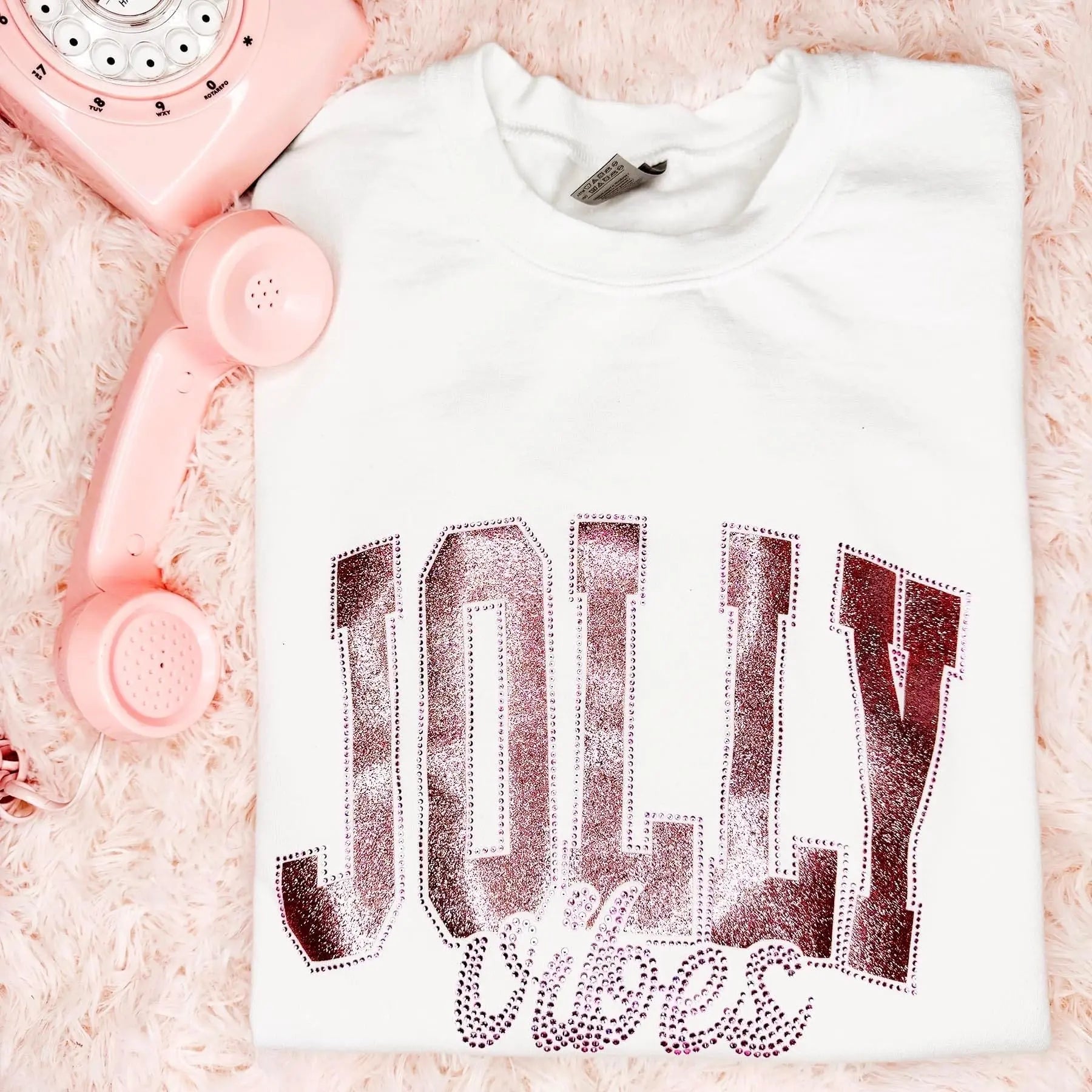 Glitter Rhinestones Jolly Vibes Sweatshirt (Options) Classy Southern Bling