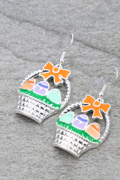 Easter Egg Basket Dangle Earrings