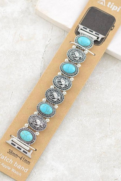 Turquoise Horse Concho Watch Band