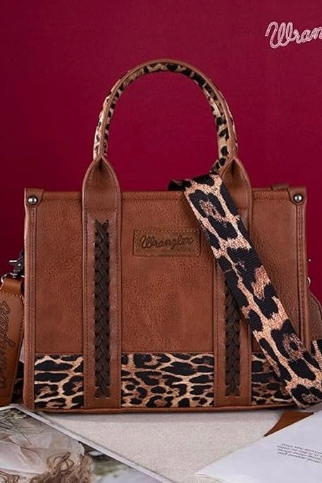 Wrangler Concealed Carry Leopard Pattern Tote Crossbody Bag