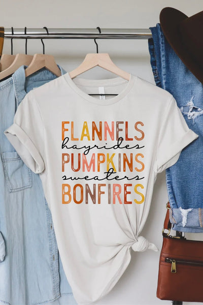 Flannels Pumpkins Bonfires Tee