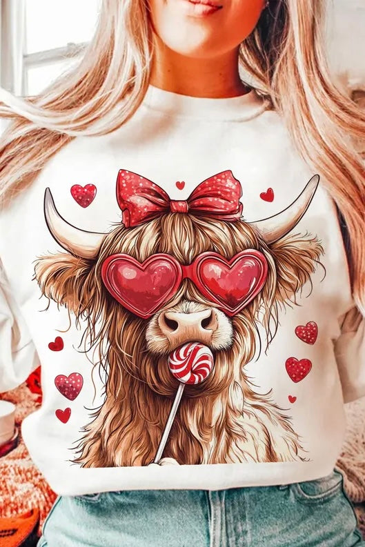 Valentines Highland Cow Top (Multiple Options)