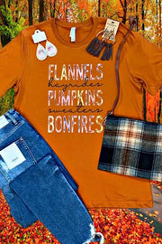 Flannels Pumpkins Bonfires Tee