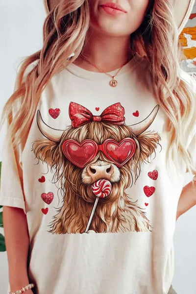 Valentines Highland Cow Top (Multiple Options)