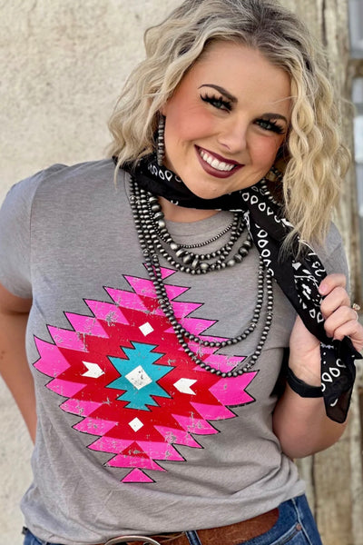 Poppin Pink Aztec Top