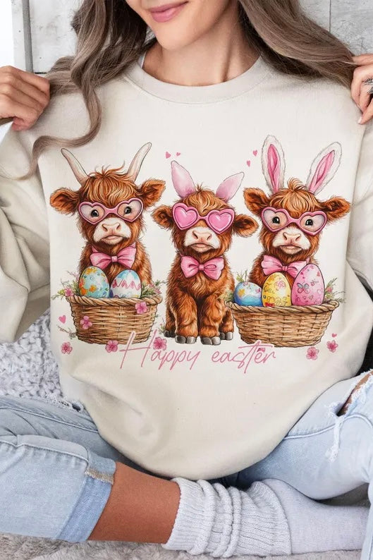 Happy Easter Highland Cow Top (Multiple Options)