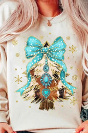 Coquette Turquoise Christmas Tree Sweatshirt