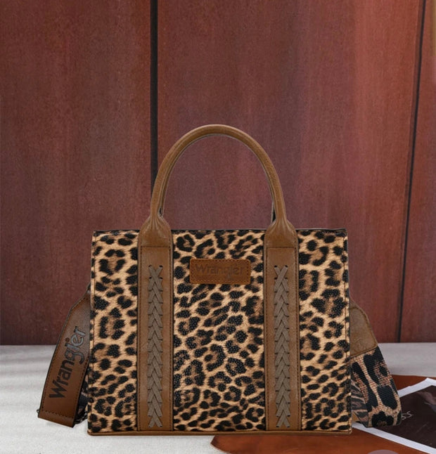 LIMITED EDITION- Wrangler Leopard Print Concealed Carry Tote/Crossbody -Leopard Brown