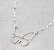 Butterfly Shape Paved Frame Necklace